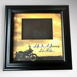 HARLEY DAVIDSON Black Life Is A Journey Let's Ride Picture‎ Frame |EUC